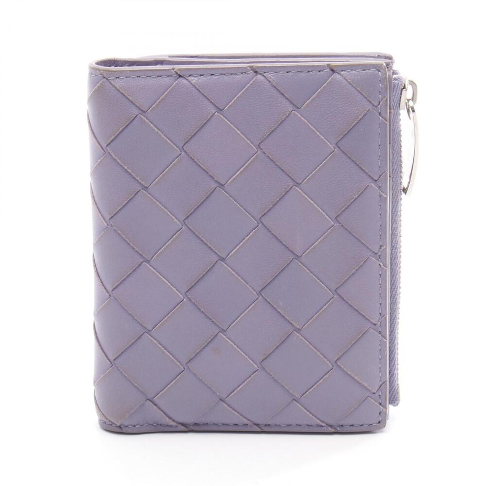 Bottega Veneta Intrecciato Bi fold Wallet Leather Purple